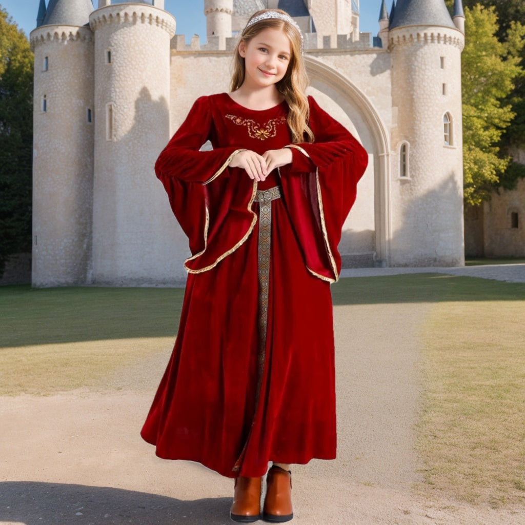 Girl's A-Line/Princess Scoop Neck Long Sleeves Ankle-Length Retro Palace Cosplay Performance Dress