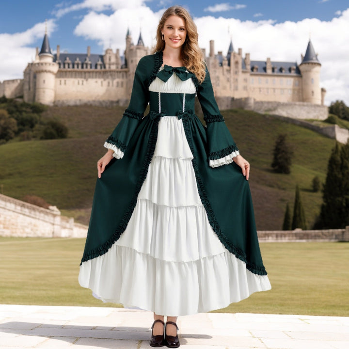 A-Line/Princess Square Neck Long Sleeves Floor-Length Medieval Palace Retro Gothic Cosplay Clothes Anime Lolita Halloween Dress