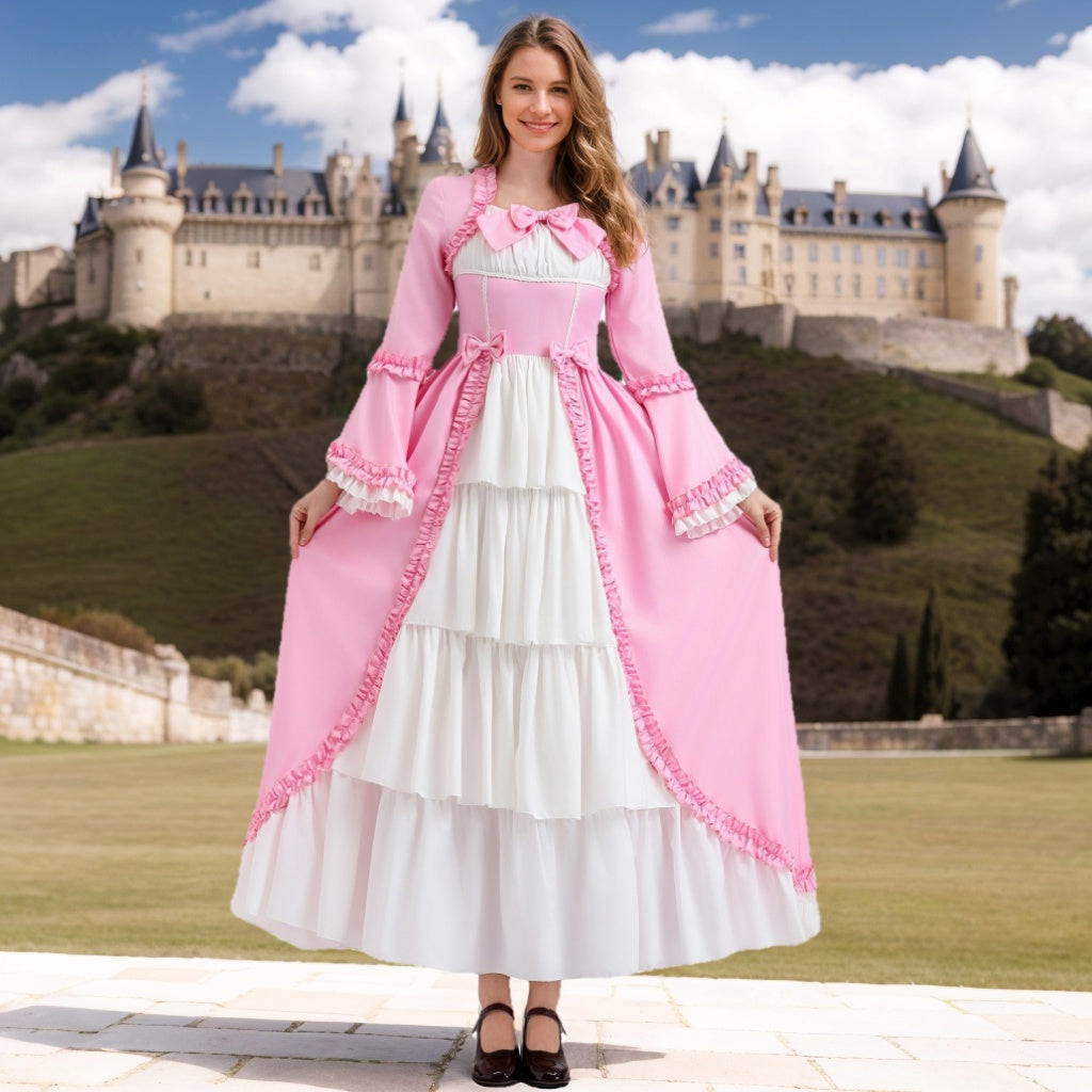 A-Line/Princess Square Neck Long Sleeves Floor-Length Medieval Palace Retro Gothic Cosplay Clothes Anime Lolita Halloween Dress