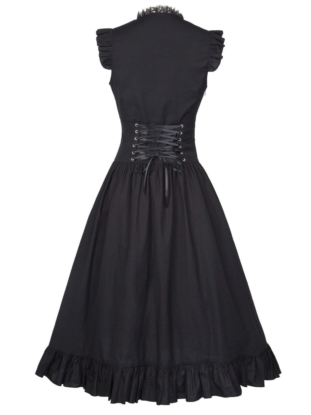 A-Line/Princess Asymmetrical Neck Sleeveless Tea-Length Retro Vintage Punk & Gothic Renaissance Steampunk Dress