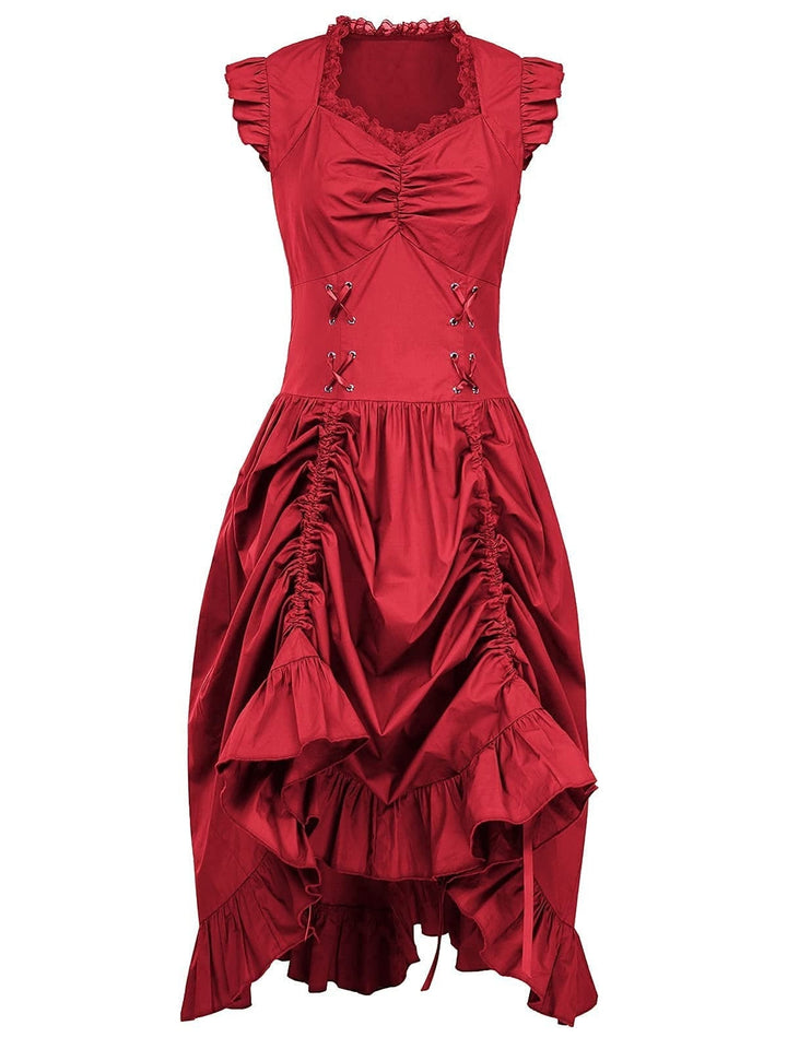 A-Line/Princess Asymmetrical Neck Sleeveless Tea-Length Retro Vintage Punk & Gothic Renaissance Steampunk Dress
