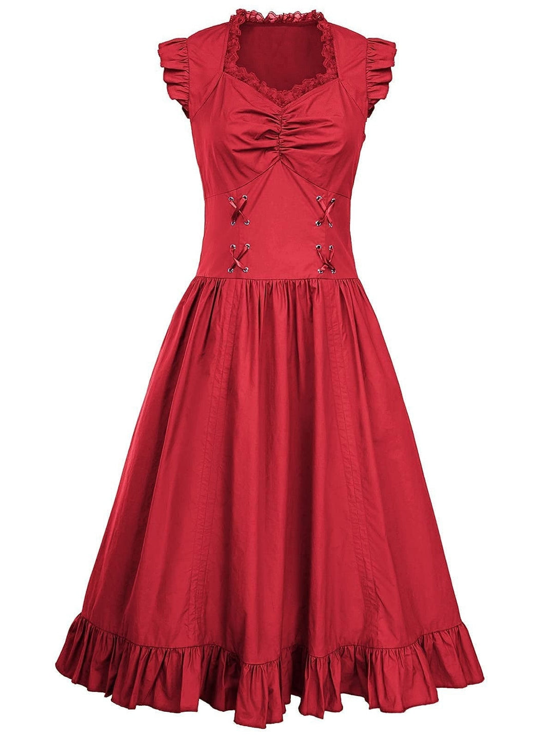 A-Line/Princess Asymmetrical Neck Sleeveless Tea-Length Retro Vintage Punk & Gothic Renaissance Steampunk Dress
