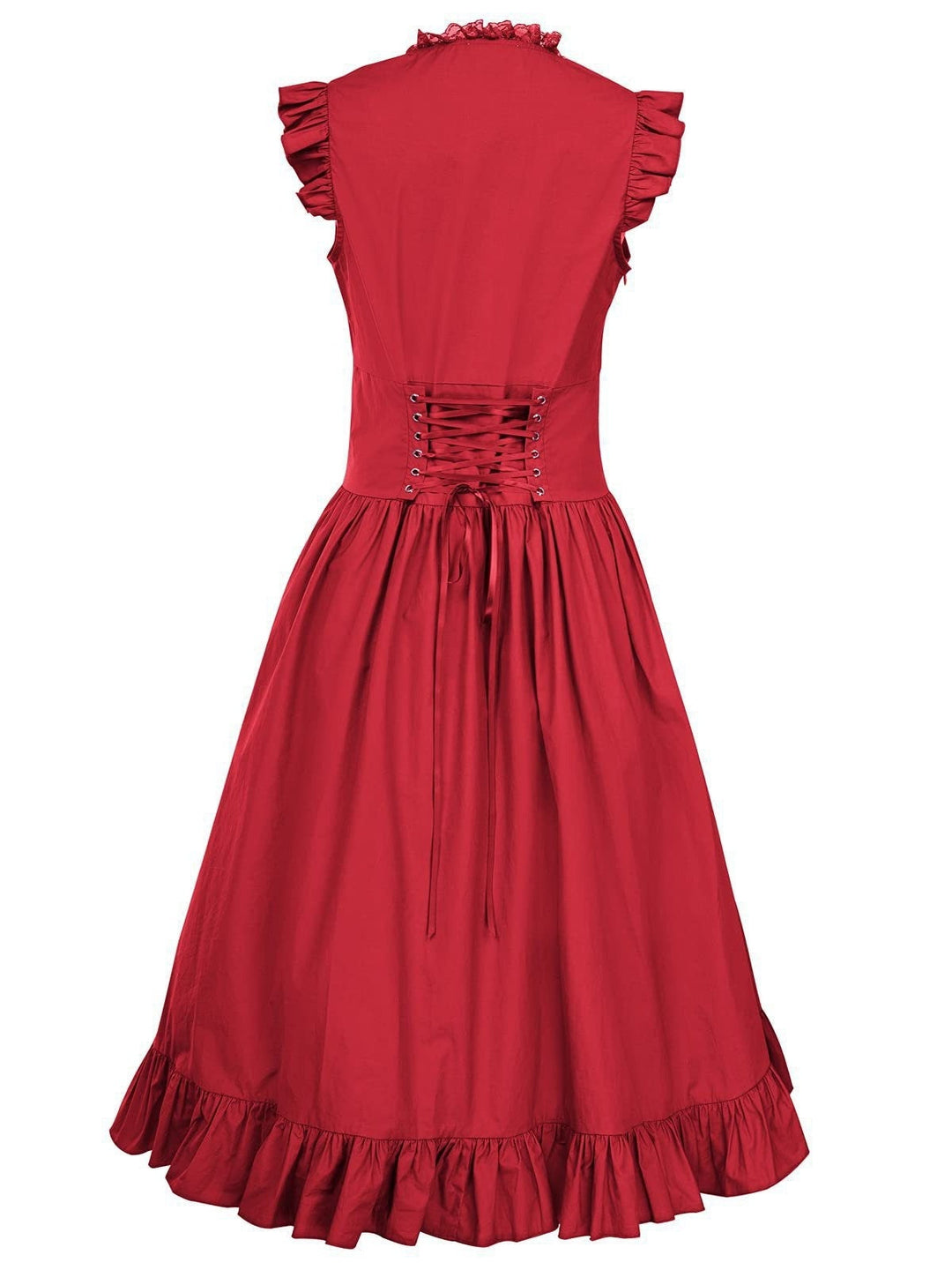 A-Line/Princess Asymmetrical Neck Sleeveless Tea-Length Retro Vintage Punk & Gothic Renaissance Steampunk Dress