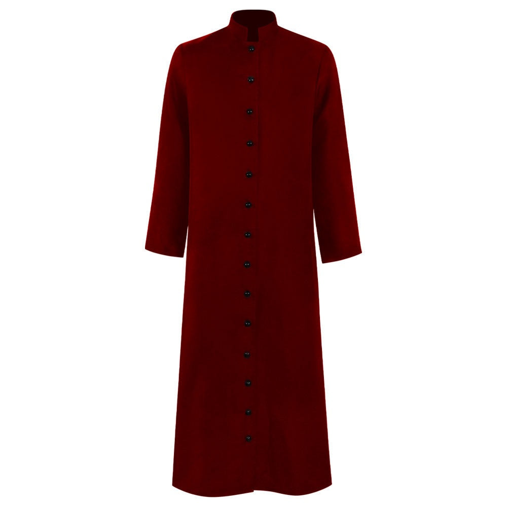 Men's Masquerade Priest Solid Coloured Standing Collar Steampunk Halloween Masquerade Retro Vintage Medieval Cosplay Coat