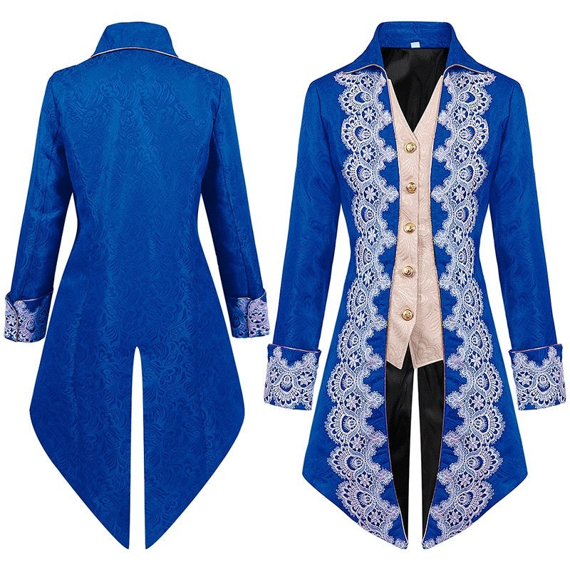 Men's Punk & Gothic Medieval Tailcoat Prince Nobleman Royal Halloween Masquerade Coat