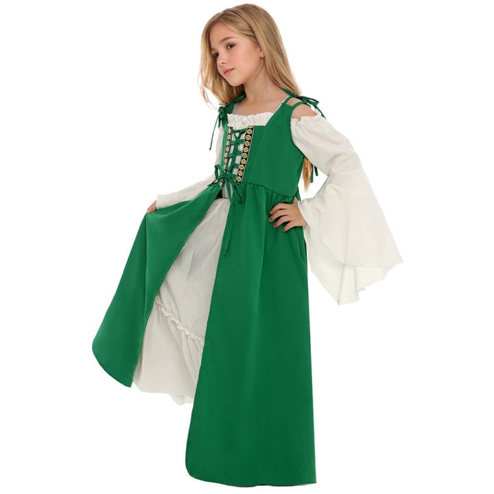 Girl's A-Line/Princess Square Neck Long Sleeves Floor-Length Medieval Renaissance Vintage Dress