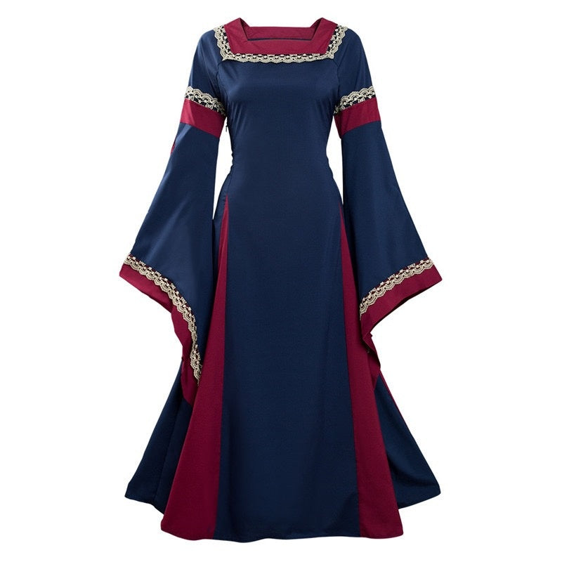A-Line/Princess Square Neck Long Sleeves Floor-Length Medieval Renaissance Cocktail Dress