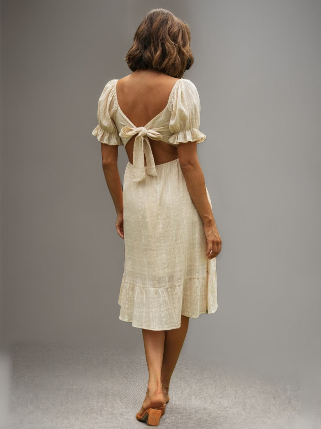 A-Line/Princess Square Neck Short Sleeves Knee-Length Retro Vintage Medieval Renaissance Midi Dress
