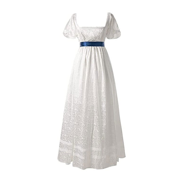A-Line/Princess V-Neck Short Sleeves Ankle-Length Retro Vintage Medieval Renaissance Dress
