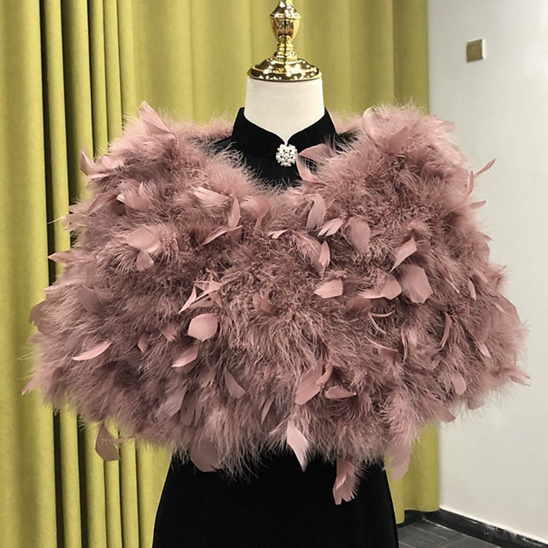 Women's Wedding Bridal Sleeveless Wrap/Shawls With Pure colour & Feathers / Fur