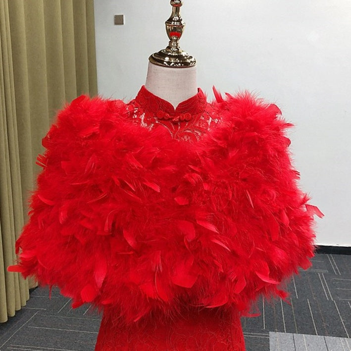 Women's Wedding Bridal Sleeveless Wrap/Shawls With Pure colour & Feathers / Fur