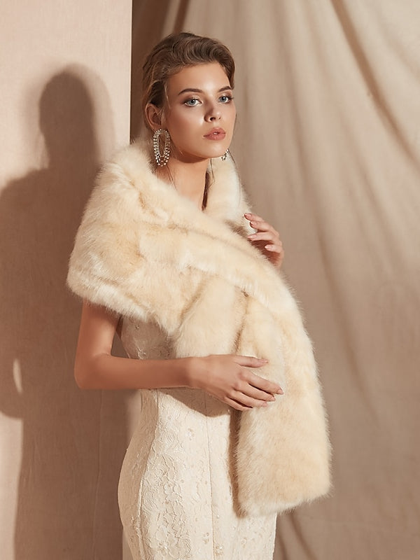 Black Bridal Shawls Winter Faux Fur Wraps Fall Wedding Party Evening Women Wrap With Pure Color