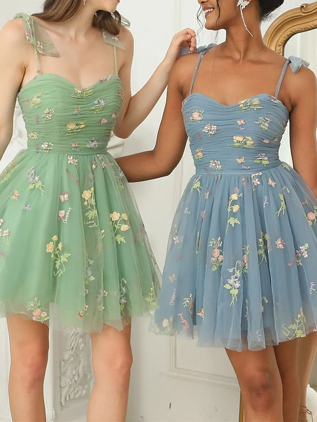 A-Line/Princess Spaghetti Straps Mini Prom Dresses