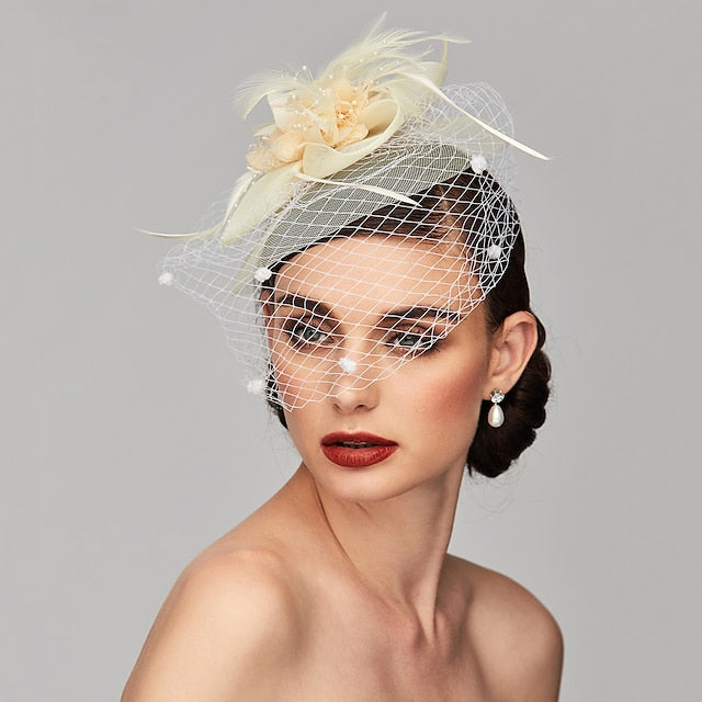 Elegant Fascinators Hats with Clip Headband Feather Floral Flower Headwear
