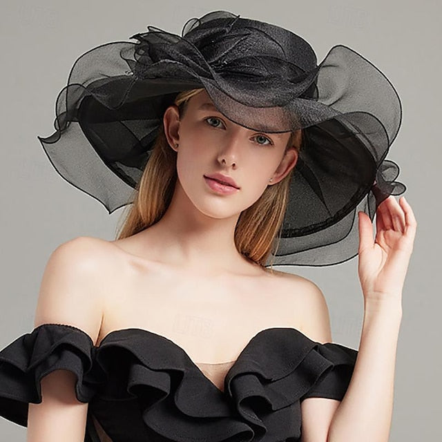 Fascinators Tulle Organza Holiday Beach Elegant Vintage With Pure Colour Splicing Headpiece