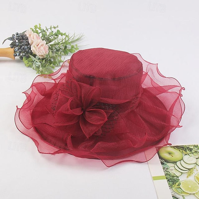 Fascinators Tulle Organza Holiday Beach Elegant Vintage With Pure Colour Splicing Headpiece