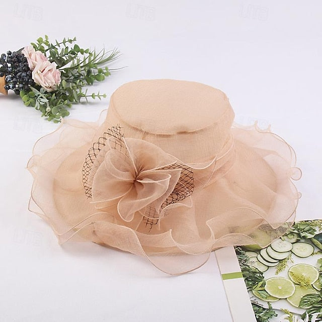 Fascinators Tulle Organza Holiday Beach Elegant Vintage With Pure Colour Splicing Headpiece