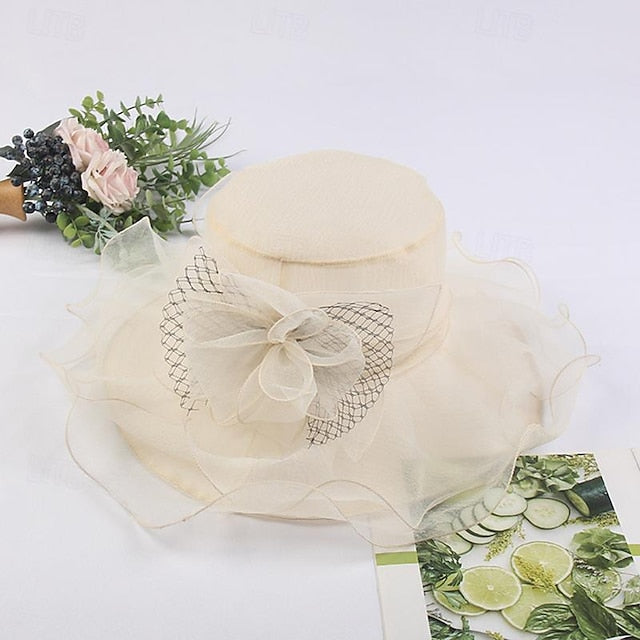 Fascinators Tulle Organza Holiday Beach Elegant Vintage With Pure Colour Splicing Headpiece