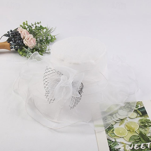Fascinators Tulle Organza Holiday Beach Elegant Vintage With Pure Colour Splicing Headpiece