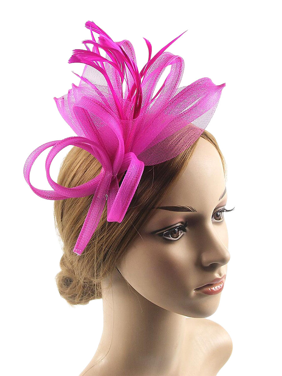 Vintage Organza Wedding Floppy Hat Fascinators/Headpiece with Feather & Bow