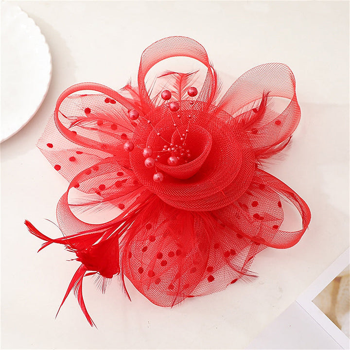 Retro Green Tea Party Cocktail Mesh Feather Flower Headband/Fascinator