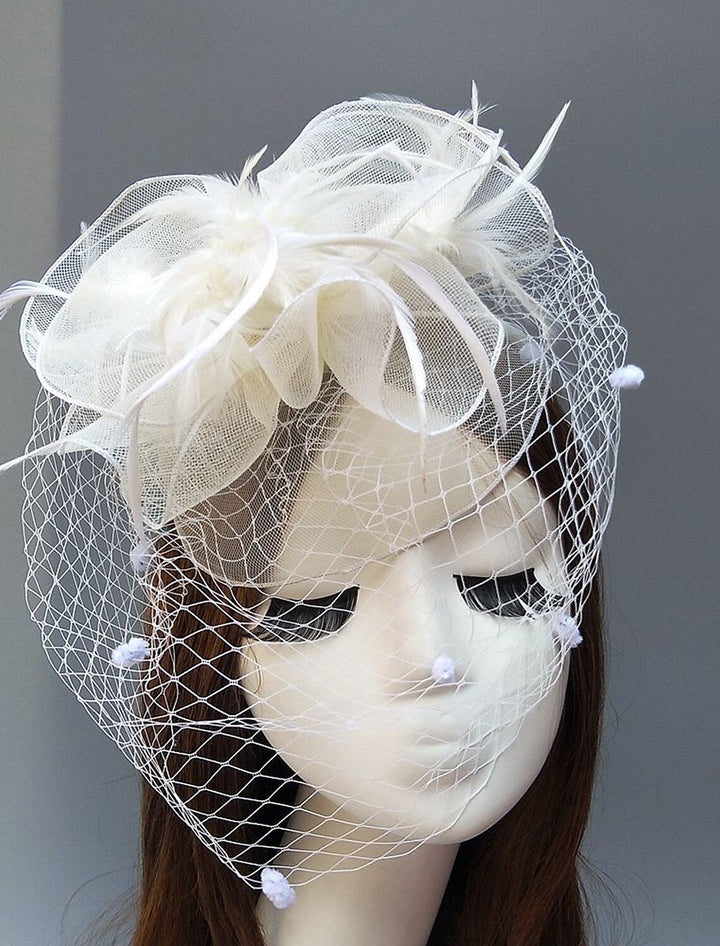 Women's Vintage Kentucky Derby Hat Flower Feather Wedding Headpiece/Headwear