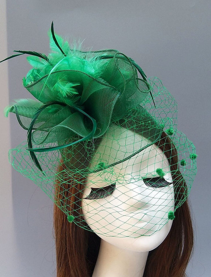 Women's Vintage Kentucky Derby Hat Flower Feather Wedding Headpiece/Headwear