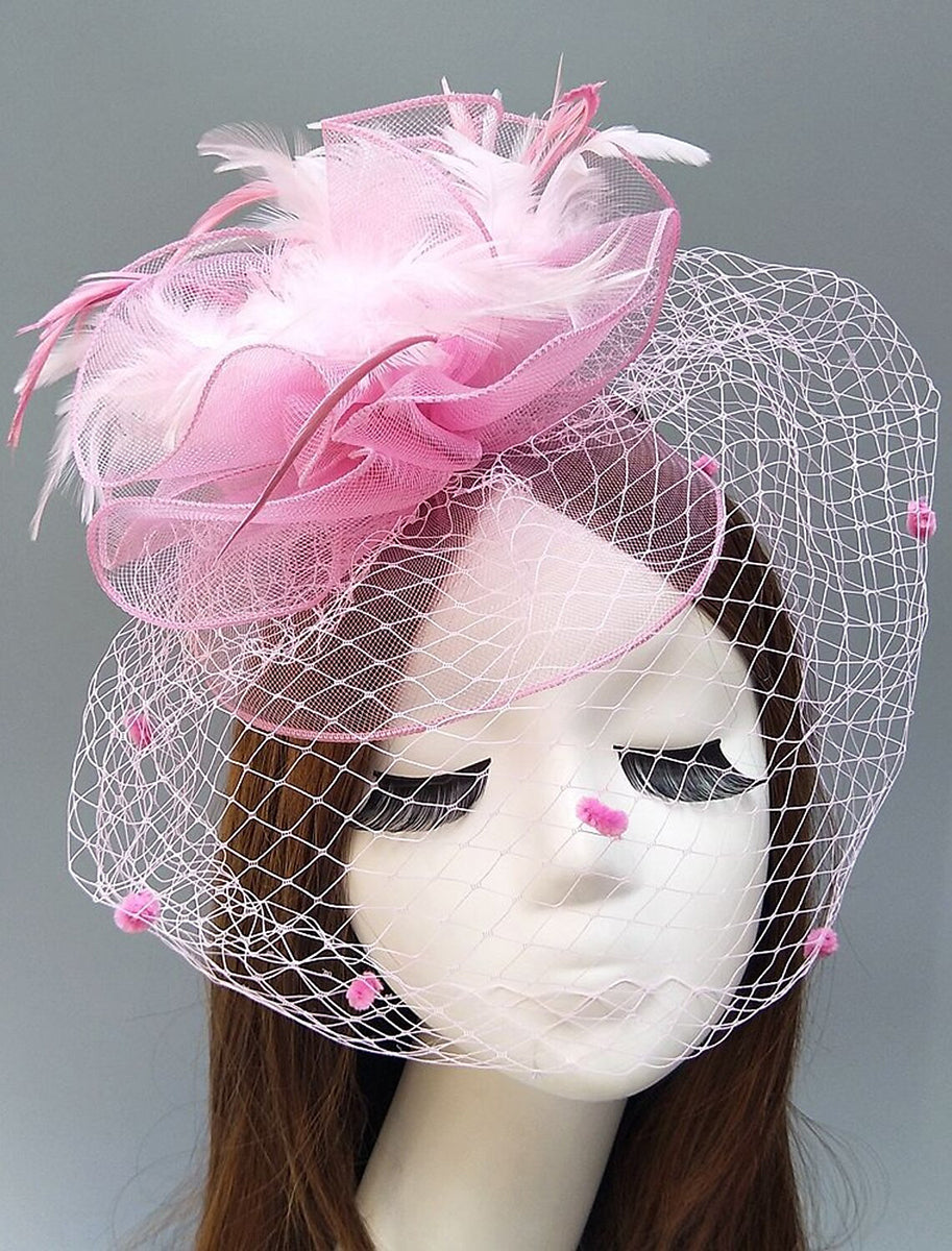 Women's Vintage Kentucky Derby Hat Flower Feather Wedding Headpiece/Headwear