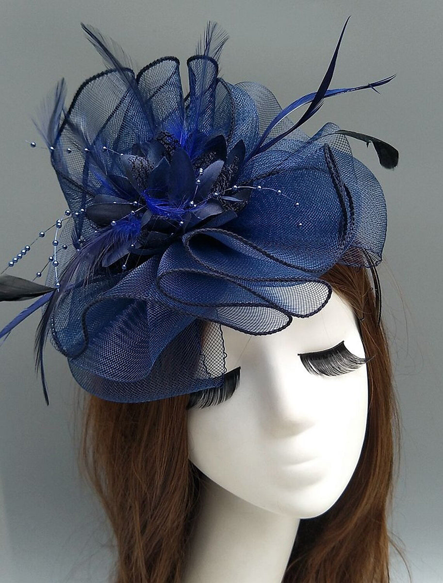 Women's Net Ladies Day Horse Race Flower Wedding Headpiece/Headwear With Feather