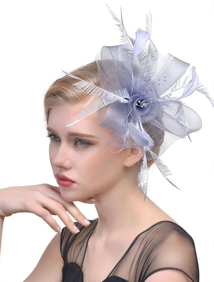 Women's Fedora Hat Veil Wedding Party Flower Feather Vintage Fascinator/Headband