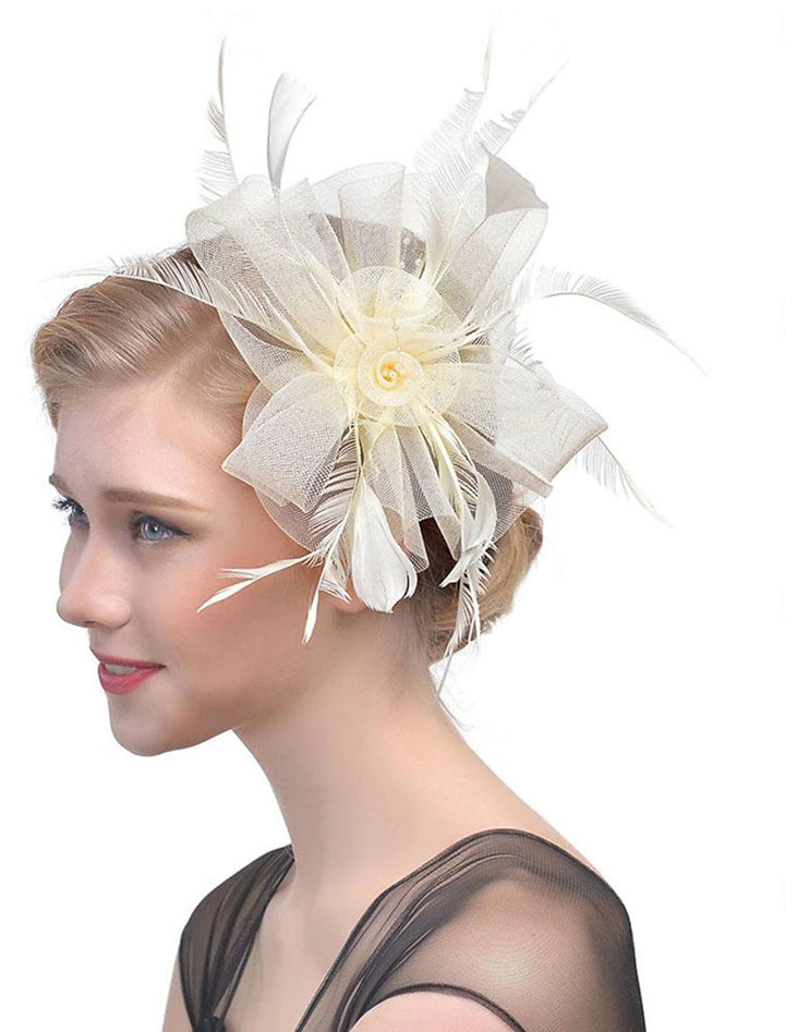 Women's Fedora Hat Veil Wedding Party Flower Feather Vintage Fascinator/Headband