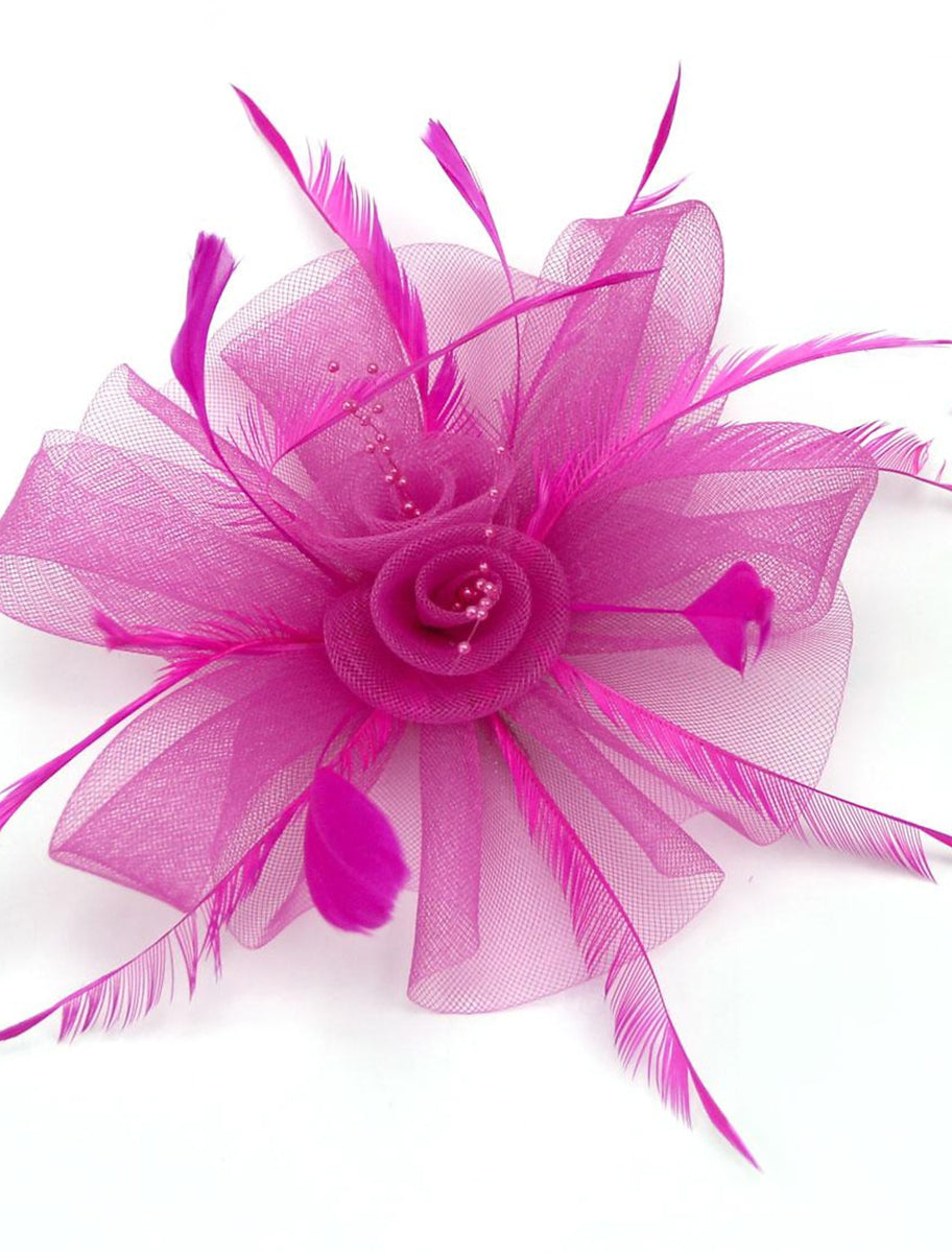 Women's Fedora Hat Veil Wedding Party Flower Feather Vintage Fascinator/Headband