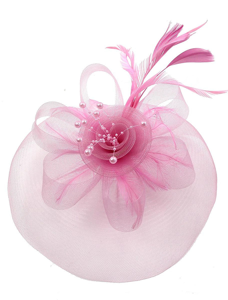 Vintage Organza Horse Race Cocktail Party Feather Veil Hat/Headpiece With Bow