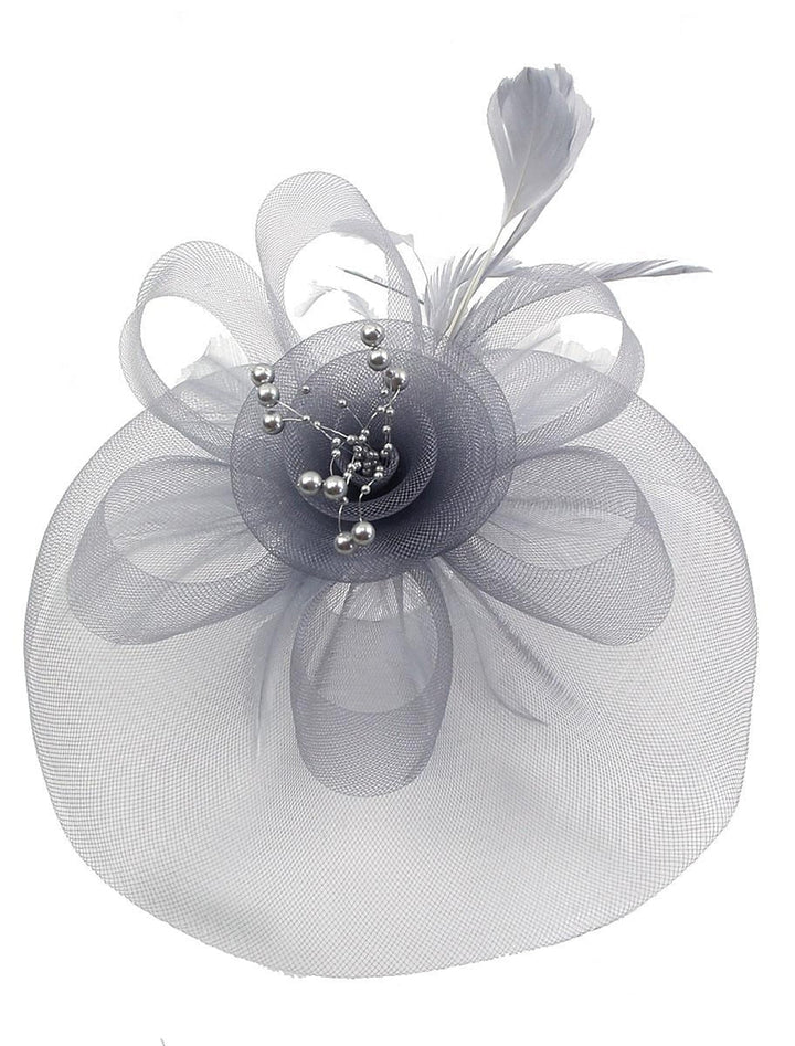 Vintage Organza Horse Race Cocktail Party Feather Veil Hat/Headpiece With Bow