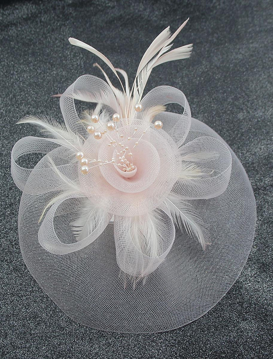 Vintage Organza Horse Race Cocktail Party Feather Veil Hat/Headpiece With Bow