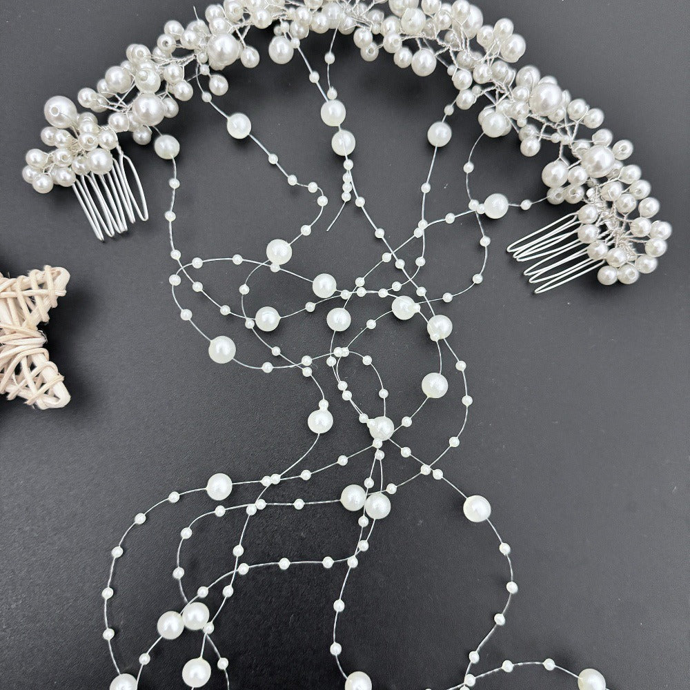 Tassel Comb Bridal Headpiece with Pearls