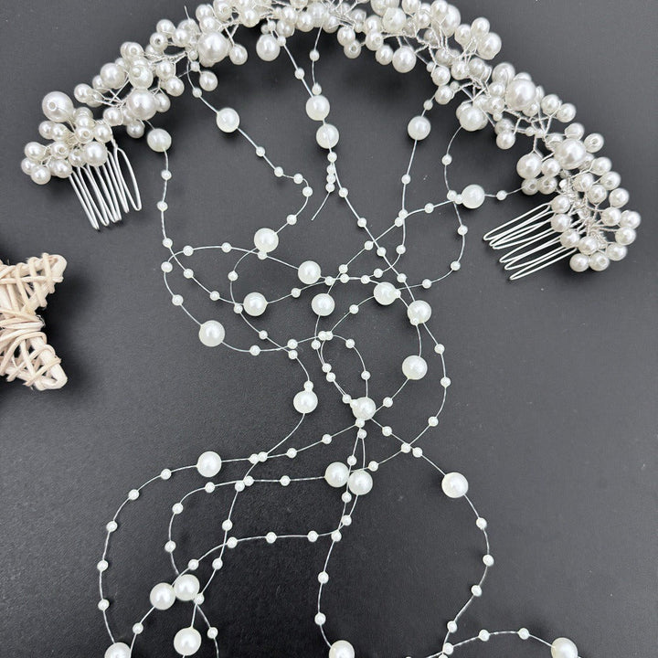 Tassel Comb Bridal Headpiece with Pearls