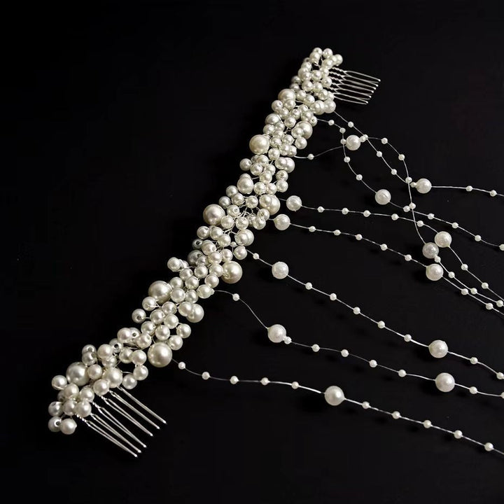 Tassel Comb Bridal Headpiece with Pearls