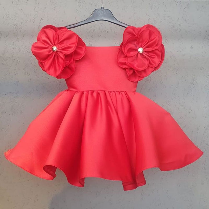 Sweet Ball Gown Off-the-Shoulder Flower Girl Dress with 3D Flower & Beadings