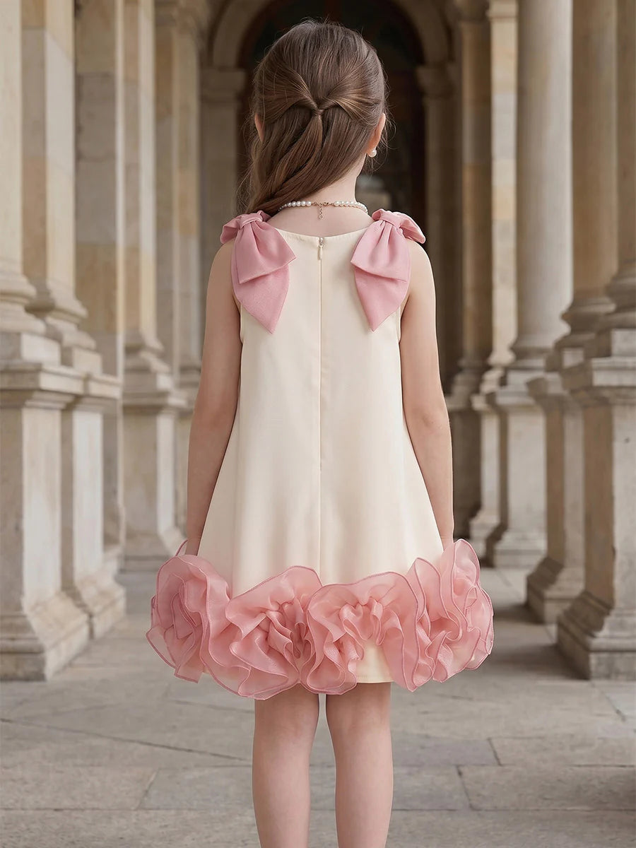 A-Line/Princess Scoop Sleeveless Knee-Length Flower Girl Dresses with Bowknot Straps
