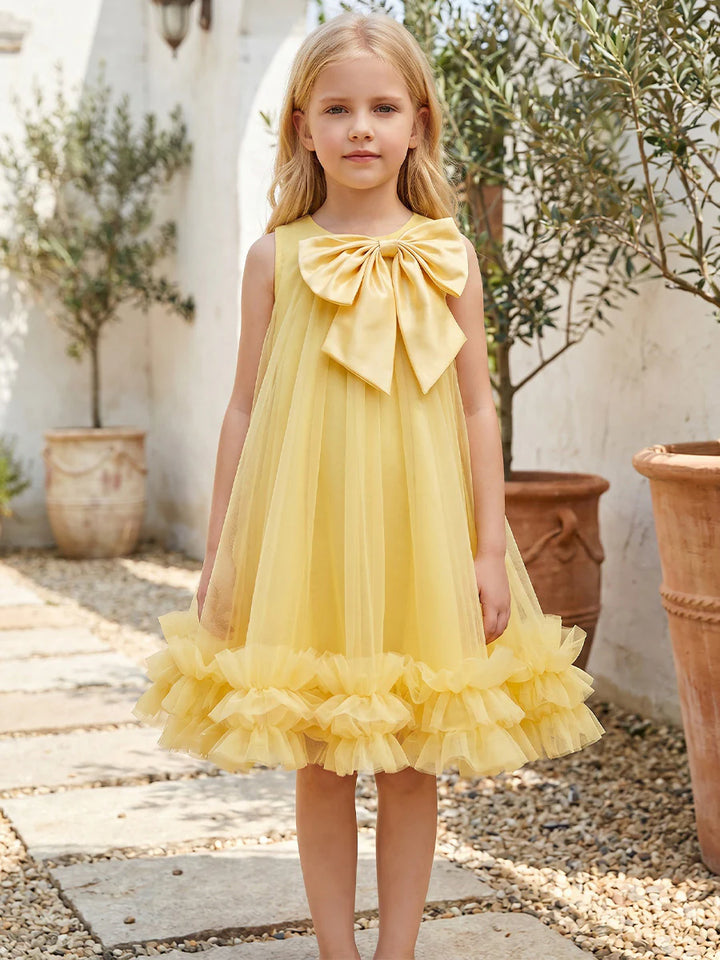 A-Line/Princess Scoop Sleeveless Knee-Length Flower Girl Dresses with Bowknot