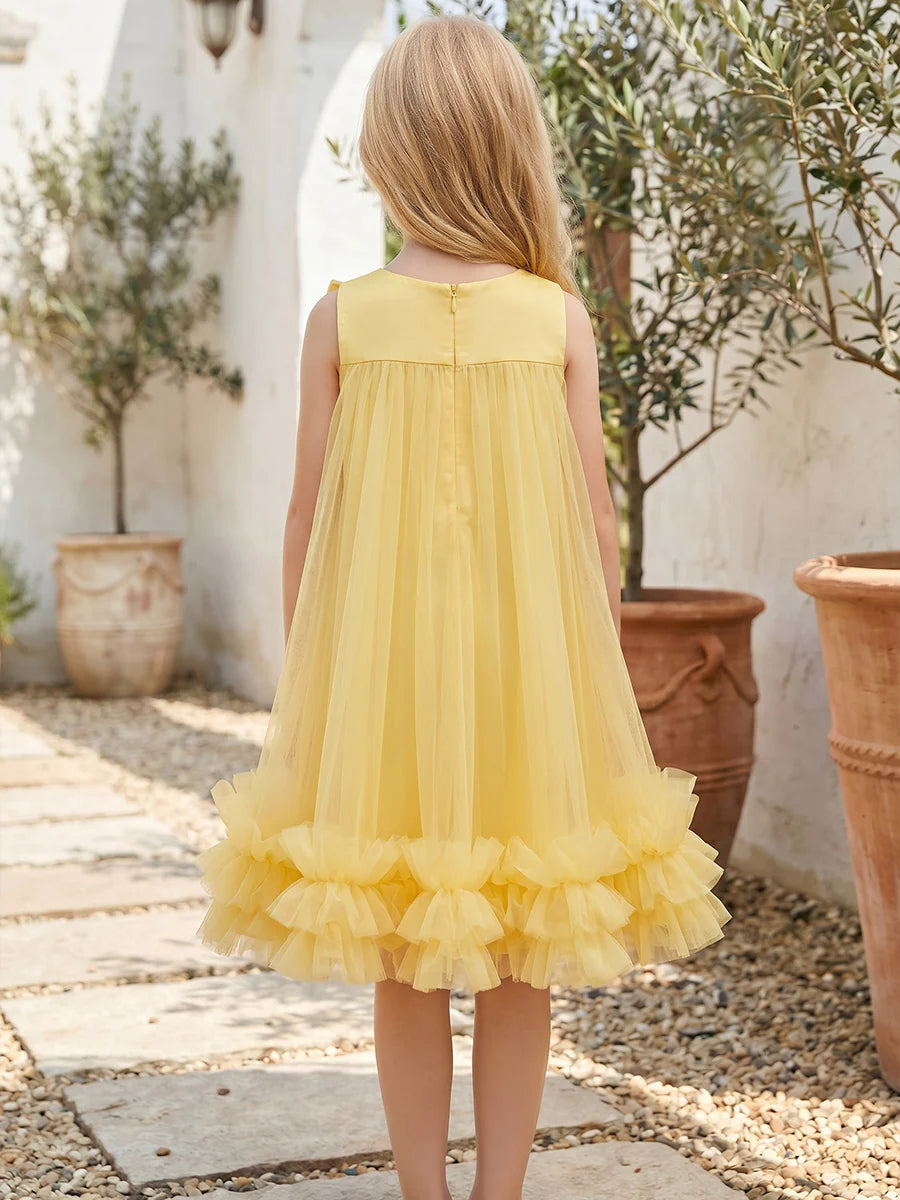 A-Line/Princess Scoop Sleeveless Knee-Length Flower Girl Dresses with Bowknot