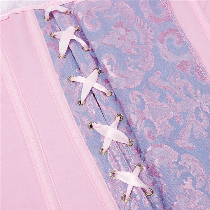 Women's Sexy Buckle Hook Push Up Lace Overbust Corsets for Wedding Party Birthday