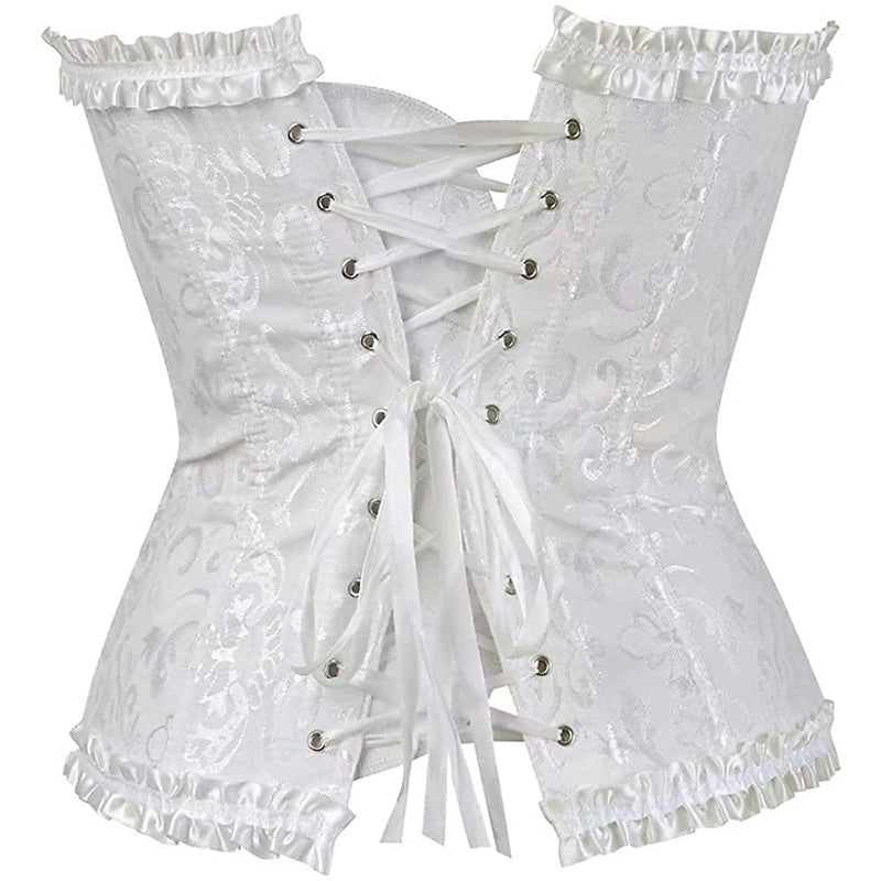 Women's Tummy Control Overbust  Jacquard Abstract Flower Hook & Eye Corsets for Wedding Party Birthday