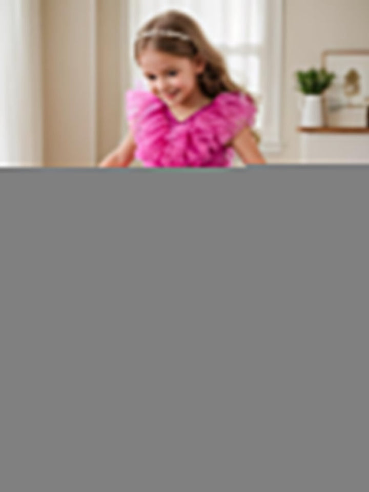 Ball-Gown/Princess Pink Sleeveless Tulle Flower Girl Dress with Ruffles