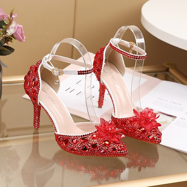 Women's Wedding  Shoes Closed Toe Pointed Toe Silver Blue colourful PU Pumps Bridal Shoes