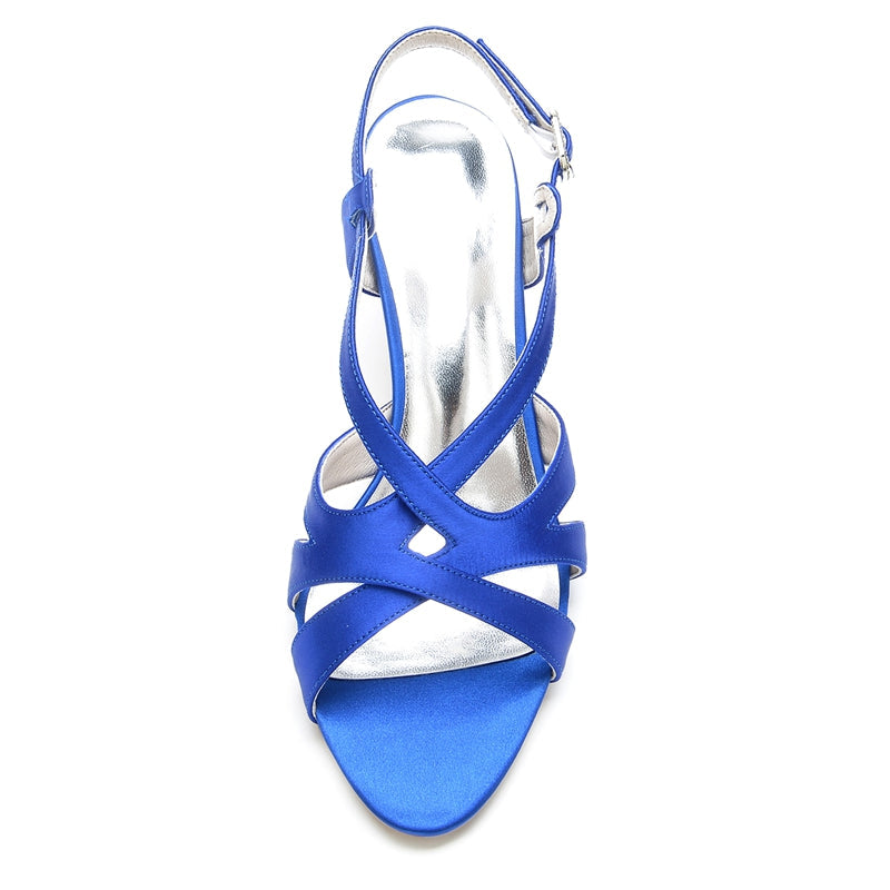 Women's Wedding Shoes Open Toe Crossed Straps Buckle Elegant Bridal Shoes