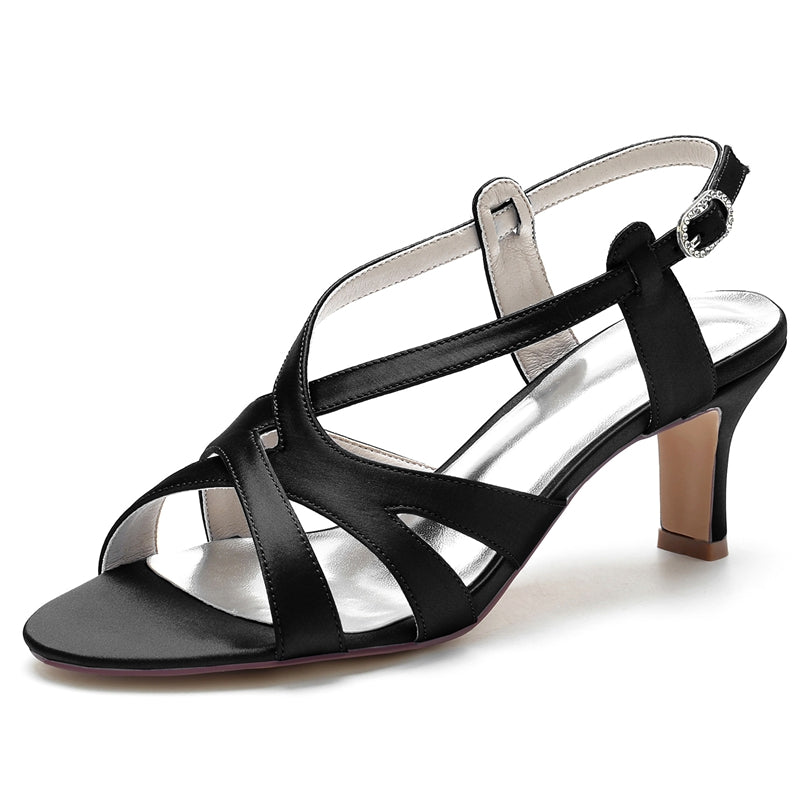 Women's Wedding Shoes Open Toe Crossed Straps Buckle Elegant Bridal Shoes