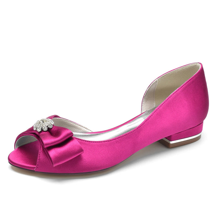 Women's Wedding Shoes Peep Toe High-End Bridal Shoes with Rhinestone & Bow