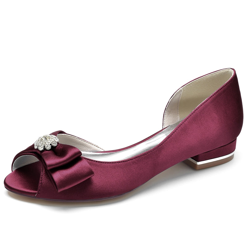 Women's Wedding Shoes Peep Toe High-End Bridal Shoes with Rhinestone & Bow
